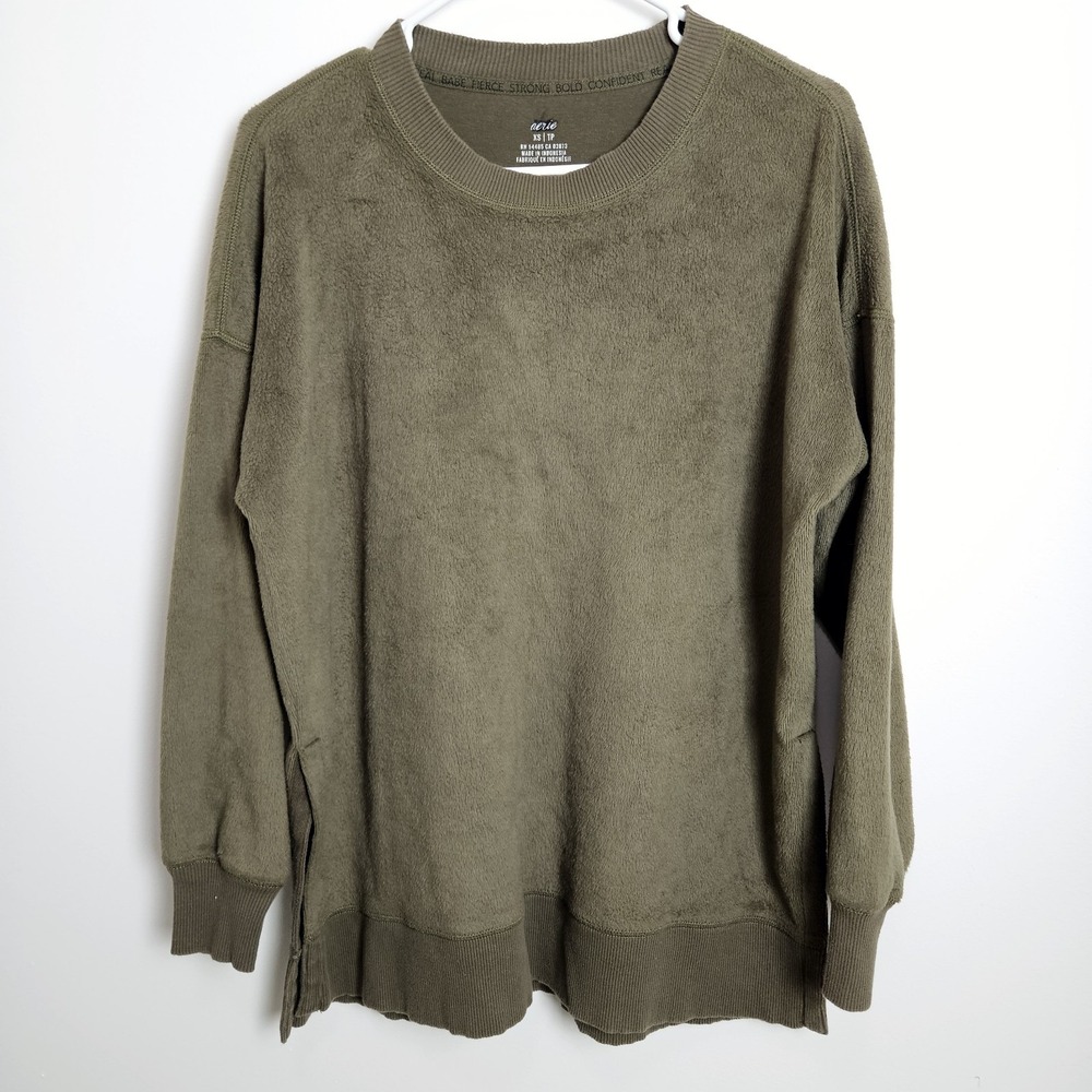 Aerie Oversized Desert Sweatshirt Sz XS Tunic Side Slit Soft Cozy Lounge Comfort